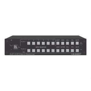 Kramer VS-62DT 6x2 4K60 4:2:0 HDMI/HDBaseT Long-Reach PoE Matrix Switcher - Commutateur vidéo/audio - de bureau, Montable sur rack