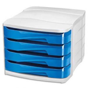 Module de classement GLOSS 4 tiroirs - Dimensions L29,2 x H24,6 x P38,6 cm Coloris Bleu océan