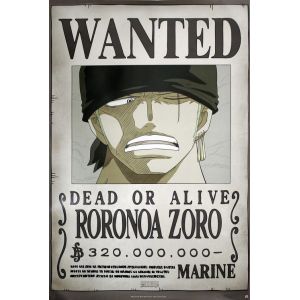 Poster affiche enroulé One Piece Poster Wanted Roronoa Zoro 91.5 x 61cm