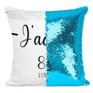 Fabulous Coussin avec Housse Sequin - Paillettes Turquoise J'Adore 85 Vendee Departement [40 x 40 cm]