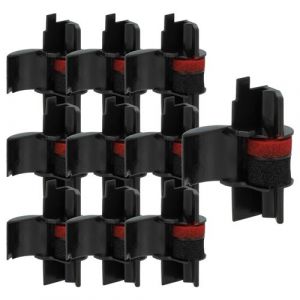 vhbw 10x Rouleaux d'encre noir compatible avec Casio FR 120S, 110S, 18, 170L, 120T, 125S calculatrice imprimante, caisse enregistreuse