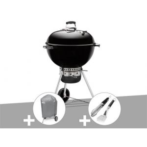 Barbecue charbon Master-Touch GBS 57 cm E-5750 Noir + Housse + Kit ustensiles Premium 2 pi&egrave;ces &ndash; Weber