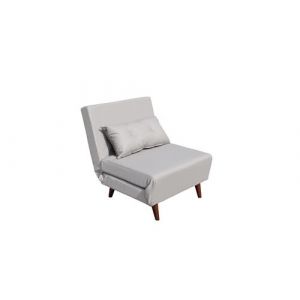 Fauteuil convertible lit une place tissu en cuir PU Gris facile &agrave; nettoyer dimension: 80x90x84 cm-dimension lit: 80x190x28 cm