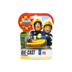 Coffret sam le pompier véhicule en métal neptune bateau de pompier jaune 6 cm - set voiture miniature + 1 carte tigre