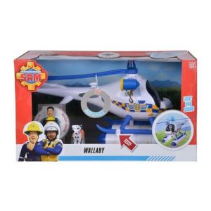 coffret sam le pompier : l'h&eacute;licopt&egrave;re police avec sons et lumi&egrave;res et rose + chien - figurine articul&eacute;e + accessoires +