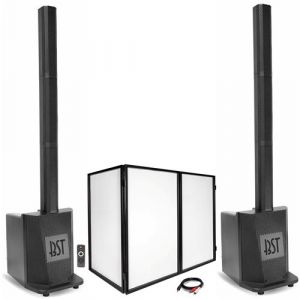 Pack Sono DJ 2 Enceintes colonne avec caisson 480W RMS 10/25cm BST MEGAMAX-TOWER Bluetooth TWS - Facade DJ pliable - Soirée Mariage