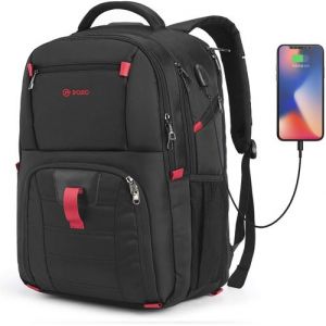 Sac à Dos ALlBiz Ordinateur 17.3 Pouces Imperméable Sacoche PC Portable Sacs a Dos Grande Capacité Sac à Dos de Voyage avec Chargement USB Loisirs Affaire Collège--Noir
