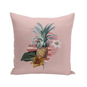 Fabulous Coussin rose Ananas et Fleurs Tropicales [40x40 cm]