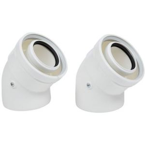 Coude ventouse diam&egrave;tre 60/100 de 45 degr&eacute;s - 2 pi&egrave;ces - ATLANTIC - 074294