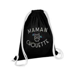 Fabulous Sac de Gym en Coton Noir Maman Famille Chouette 12 Litres