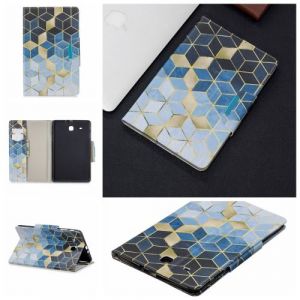 Etui en PU mod&egrave;le d'impression fermoir large avec support rhombe pour votre Samsung Galaxy Tab E 9.6 T560