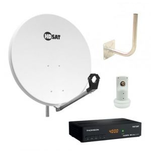 pack hdsat parabole satellite acier 80cm support lnb lnb single d&eacute;codeur satellite hd