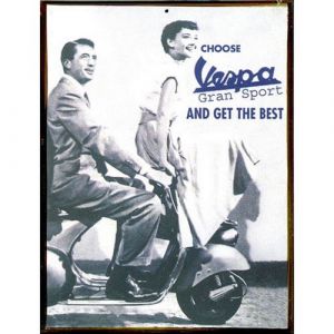 FORME Petite plaque métal de collection Vespa Get The Best - Noir et Blanc - 11.5 x 17.5 cm