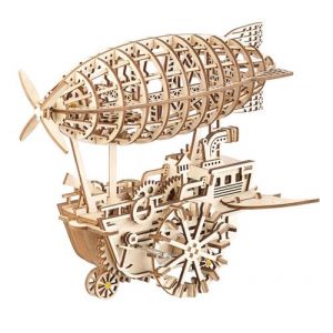 Simulus : Maquette 3D mobile en bois Dirigeable Steampunk 25 x 30 cm - 349 pièces