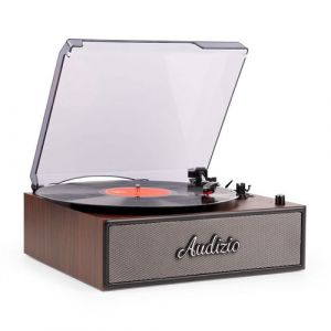 Audizio Reno - Platine vinyle r&eacute;tro avec enceintes int&eacute;gr&eacute;es - Tourne disque LP vintage - Bois