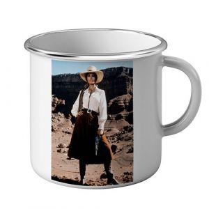 Fabulous Mug en métal émaille Femme Cowboy Western Revolver