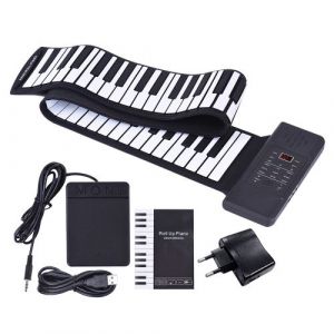 Portable Piano Silicon 88 Clés main Roll Up USB électronique clavier intégré Li-ion rechargeable et haut-parleur avec une pédale