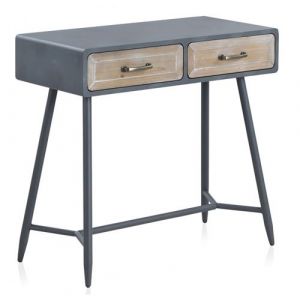 Console en panneaux MDF et façade plaqué en bois de sapin coloris naturel/gris foncé - Longueur 80 x Hauteur 75 x Largeur 41 cm