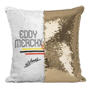 Fabulous Coussin avec Housse Sequin - Paillettes Doré Eddy Merckx Vintage [40 x 40 cm]