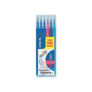 Set de 6 recharges Pilot Frixion Pointe moyenne 3 Bleu Rose Violet Turquoise