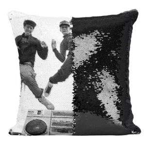 Fabulous Coussin avec Housse Sequin - Paillettes Noir Beastie Boys Ghetto Blaster Jump [40 x 40 cm]