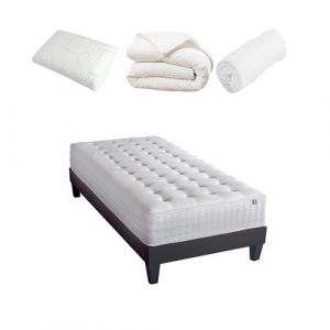 BELLECOUR LITERIE - Pack Prêt à dormir CHÂTELET 90x200 cm - Matelas Mémoire de forme + Sommier + Accessoires