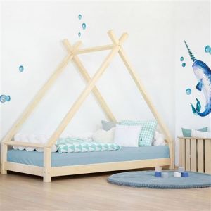 Lit Tipi enfant bois massif naturel vernis 90 x 160 cm
