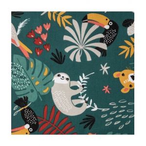 TISSU ENFANT COTON AMAZONIE vendu par 50 cm(...) - Papaya Cactus vert