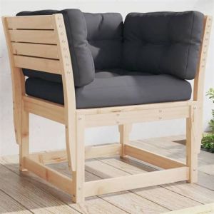 vidaXL Canap&eacute; de Jardin Accoudoir avec Coussins, Chaise de Terrasse avec Dossier, Fauteuil de Salon Patio Ext&eacute;rieur, Bois 844694