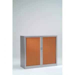 Armoire Monobloc H 70xL 80xP43 cm 1 Tablette Alu Rideaux Merisier