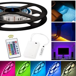 Éclairage de corde flexible lumières bande RVB LED alimenté par batterie 1m LD1453