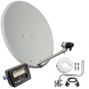 antenne parabolique Ange AN0432E avec support mural, LNB et Satellitenlokalisierer, gris
