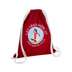 Fabulous Sac de Gym en Coton Rouge Les Vrais H&eacute;ros - Docteure M&eacute;decin 12 Litres