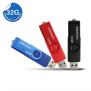 Lot de 3 Cl&eacute; USB 32 Go ENUODA USB 2.0 Flash Drive Stockage Rotation Disque M&eacute;moire Stick (Mixte Couleur:Rouge Noir Bleu)