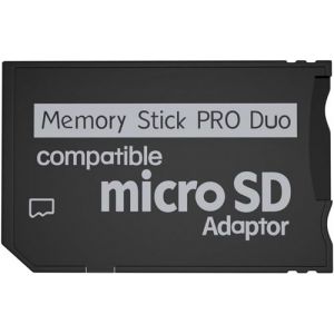 Adaptateur Memory Stick PSP, Cartes Micro SD vers Memory Stick Pro Duo pour Playstation Portable, Appareil Photo, Handycam (support jusqu'&agrave; 128g)