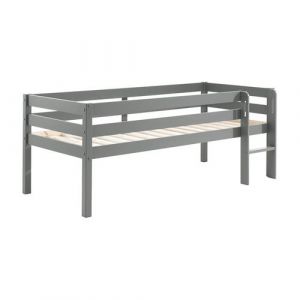 SLEEPY - Lit Surélevé en Pin Laqué Gris 90x200cm - Altobuy