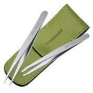 Tweezerman - Set De Pinces À  Épiler - Acier Inoxydable - Etui Cuir - Rose Import Allemagne