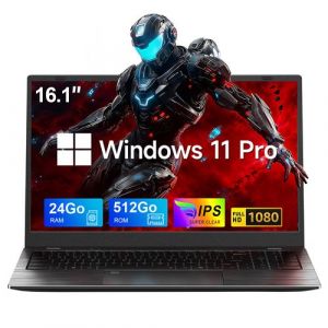 PC Portable 16.1 ''FHD-Intel Celeron N5095(4C/4T,Jusqu'à 2,9 GHz)-24 Go RAM-512 Go SSD-Touch ID-Windows 11 PRO-ordinateurs