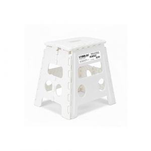Tabouret Pliant Blanc 45cm, Marchepied Pied Pliable BM TOOLS BMT-MP45-BLANC 150kg Capacit&eacute;, L&eacute;ger et Compact pour Adulte/Enfant