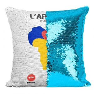 Fabulous Housse de Coussin &agrave; Sequin - Paillettes Turquoise L'Afrique m'appelle Continent [40 x 40 cm]