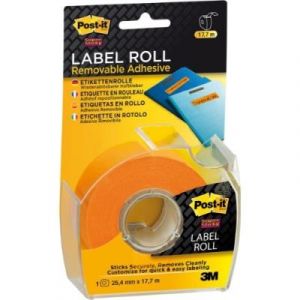 3m 2600-o post-it super sticky rouleau d&eacute;tiquettes avec d&eacute;vidoir orange 25 mm x 17,7 m 499328