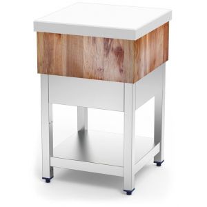 Billot de Boucher Inox en Bois et Poly&eacute;thyl&egrave;ne Blanc   Fricosmos