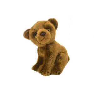 Peluche ours brun - grizzly 18 cm - peluche licence wild animaux de la foret - enfant doudou