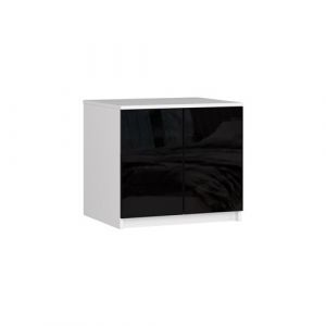Surmeuble pour armoire AKORD S60 Blanc 60 cm 2 portes fa&ccedil;ade Noir Brillant 2 &eacute;tag&egrave;res 60x51x55 cm