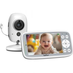 BOIFUN 720P Babyphone Camera, 4'' Écran IPS, Vision Nocturne Infrarouge Invisible, Zoom 3X, Détection de Température, VOX, Pas de WiFi (Mise À Jour De La Version)