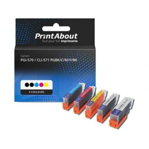 Cartouche compatible Canon PGI-570 / CLI-571 PGBK/C/M/Y/BK - 5 couleurs - Multipack