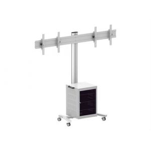 Multibrackets M Public Display Stand 180 Dual MediaBox4 - Pied - pour 2 &eacute;crans LCD - aluminium - argent - Taille d'&eacute;cran : 40"-60" - Interface de montage : 800 x 400 mm