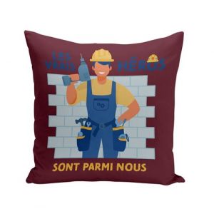 Fabulous Housse de coussin rouge Les Vrais Héros - Maçon Bricoleur [40x40 cm]