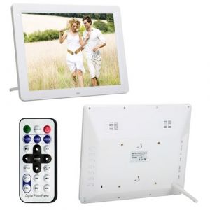 Cadre Photo Numérique 12 Pouces Tft LCD Lecteur Musique Réveil Calendrier Blanc + SD 8Go YONIS