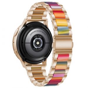 Strap-it Bracelet acier r&eacute;sine - compatible pour Samsung Gear Sport (or ros&eacute; /color&eacute;)